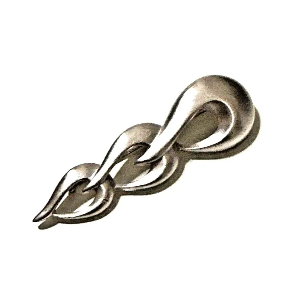 Vintage MONET MCM Modernist Abstract Swirl Loop Brooch Pin 3